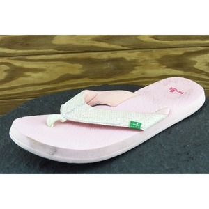 Sanuk Youth Girls Shoes Size 6-7 M‎ Pink Flip Flop Fabric